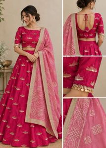 Magenta Gota Patti Baby Pink Dupatta