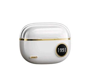 Stylish White Wireless Earbuds with LED Display