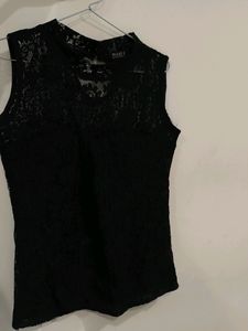 Black Net Sleeveless Top