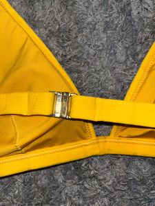 Yellow Halter Bikini Set with Buckle Closure