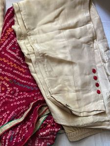 Cream Kurta Set with pink Accents