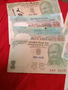 Vintage Indian 5 Rupee Notes