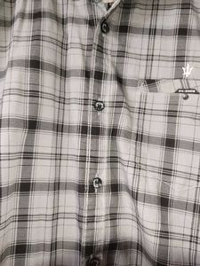 DX Shirts Men's Grey Checkered Shirt | Chest 36 in