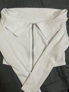 White Zip-Up Crop Top - FREE SHIPPING!!