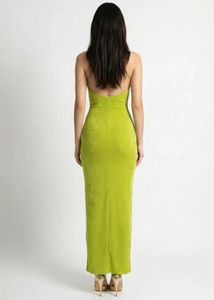 Lime Green Halter Neck Maxi Dress