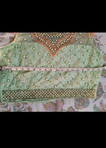 Elegant Peach Ethnic crop top and skirt
