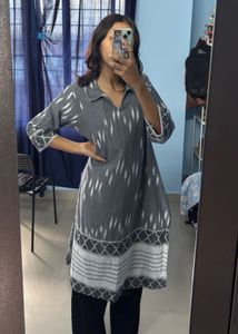 Grey Ikat Kurta