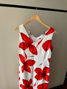 Red Floral Midi Dress