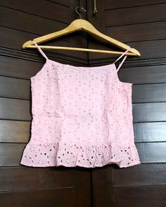 Fyre Rose Strappy Square-Neck Schiffli Top
