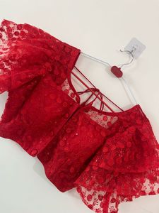 Stunning Red Embroidered Blouse