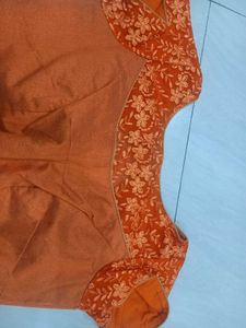 Orange Floral Print Blouse