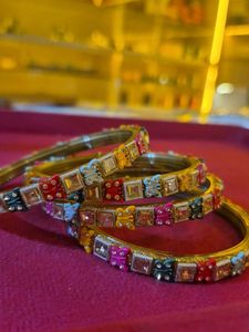 Elegant Kundan Stone Bangle Set - Brand New &amp; Unus