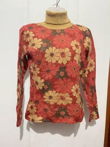 Vintage Floral Turtleneck Sweater