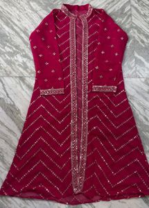 Vibrant Pink Ethnic lahenga with shrug
