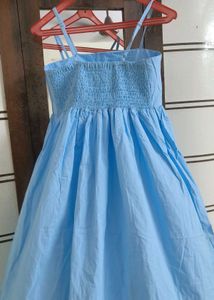 Light Blue Smocked Maxi Dress with inner
