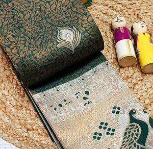 Elegant Peacock Print Silk Saree