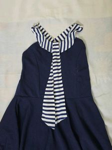 Girls Dark Blue Halter Neck Dress