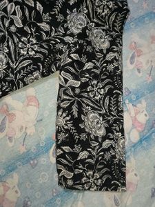 Floral Printed Band Collar Straight Short Kurti