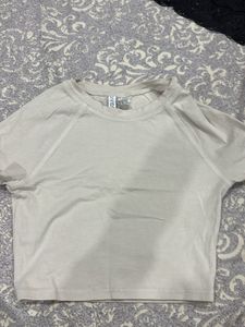 Cream Cropped T-Shirt