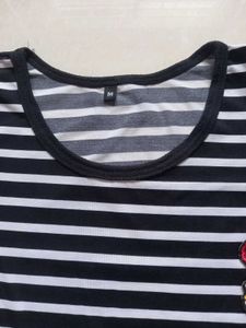 Striped Tee with Floral Patch