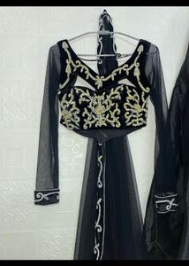 Elegant Black Embroidered Lehenga Choli Set