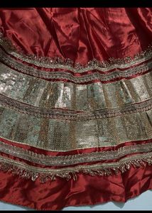 Red Silk Skirt with Gold Embellishments