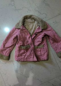 Pink Polka Dot Kids fur Jacket