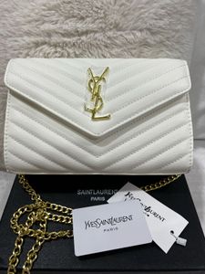 Ysl White Chevron Chain Bag