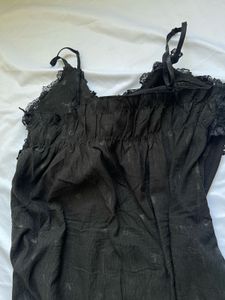 Sheer Black Lace Trim Nightgown
