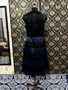 Chic Black &amp; Blue Striped Dress