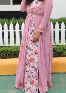 Pink Floral Anarkali Dress