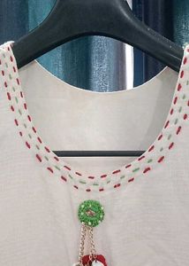 Elegant White Tiered Kurta Set