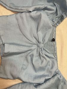 Sky Blue Textured Crop Top