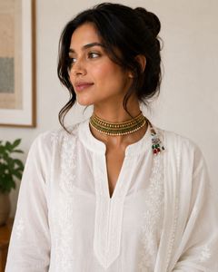 Traditional Gold & Emerald Beaded Choker Necklace