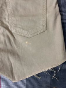 High Waist Denim Shorts With Bottom Fringes