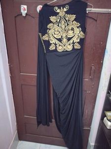 Elegant Black &amp; Gold Embroidered Ethnic Gown