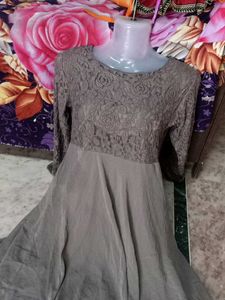 Elegant Lace &amp; Chiffon Maxi Dress