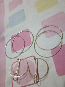 Set of 3 Gold Hoop Earrings