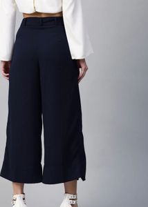 Chic Navy Wide-Leg Culottes with Belt