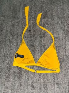 Yellow Halter Bikini Set with Buckle Closure