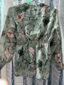 Floral Print Sheer Blouse