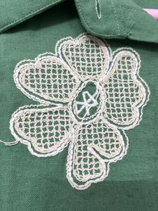 new Green Floral Embroidered Button-Up Shirt