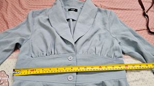 Styli Women Pleated Hem Button Detail Blazer