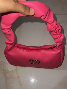 Chic Pink Ruched Handle Shoulder Bag
