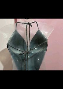 Sparkling Silver Halter Neck Top