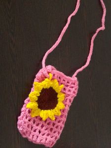 Crocheted Pink mobile Bag