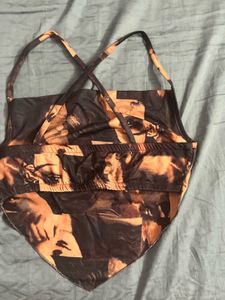 Trendy Graphic Print Halter Top