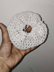 White Crochet Scrunchie