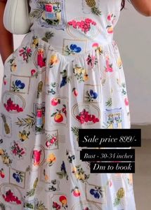 Beautiful Summer Flowy Fruit Print Maxi Dress