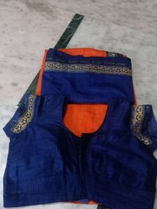 Orange &amp; Blue Embellished Saree
